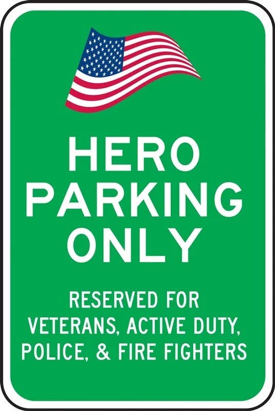 AccuformNMC FRP097RA Reserved Parking Sign, Hero Parking Only, Reserved For Veterans..., 18" H x 12" W