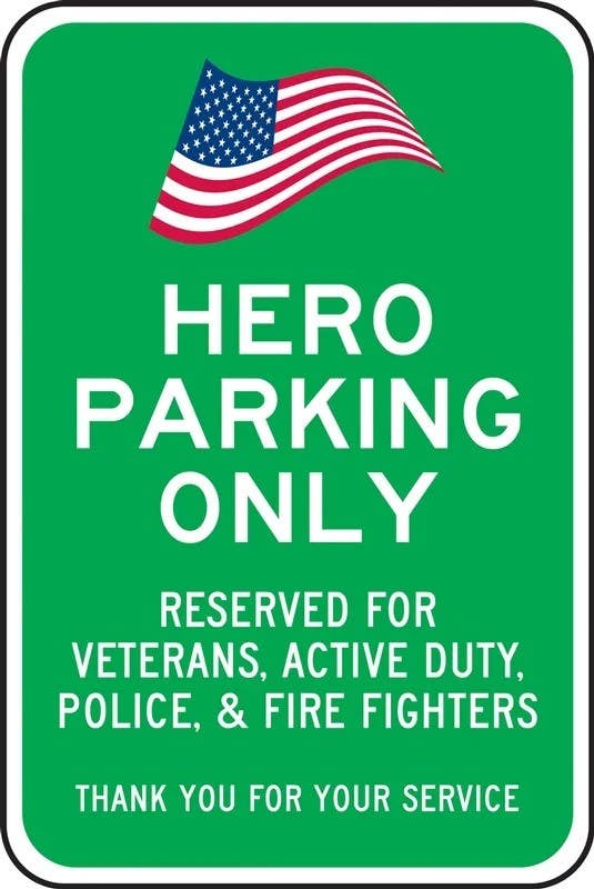 AccuformNMC FRP098RA Reserved Parking Sign, Hero Parking Only, Reserved For Veterans..., 18" H x 12" W