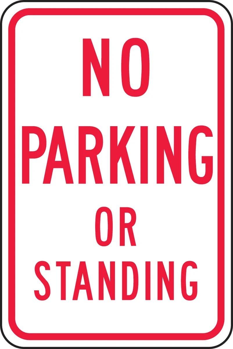AccuformNMC FRP105RA Traffic Sign, No Parking Or Standing, Engineer Grade Reflective Aluminum (.080), 18" H x 12" W