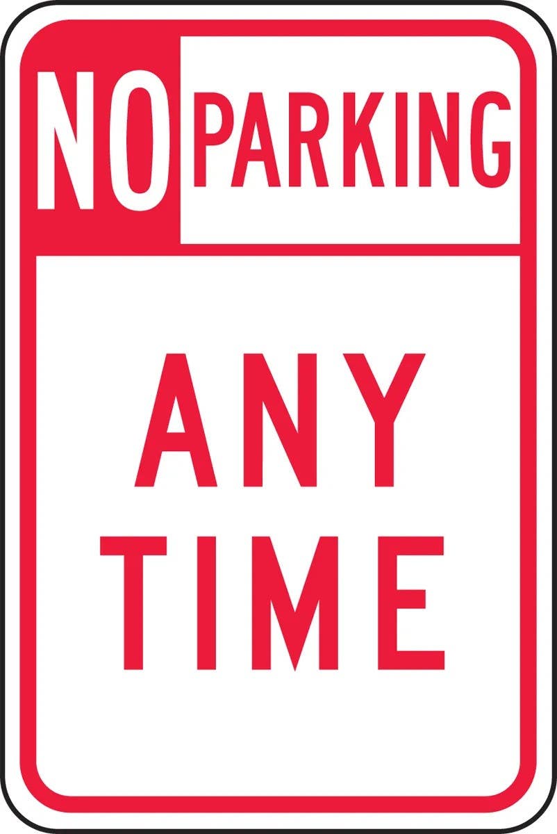AccuformNMC FRP115RA No Parking Sign, Engineer Grade Reflective Aluminum (.080), 18" H x 12" W