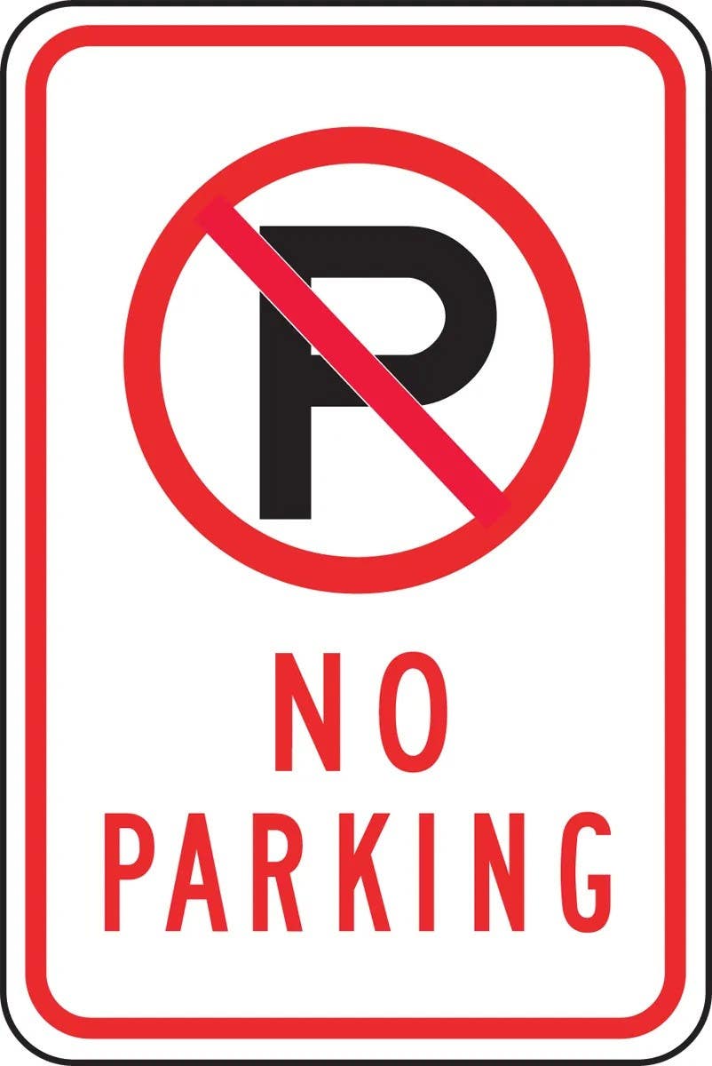 AccuformNMC FRP Parking Sign, No Parking w/ Symbol, Engineer Grade Reflective Aluminum (.080)