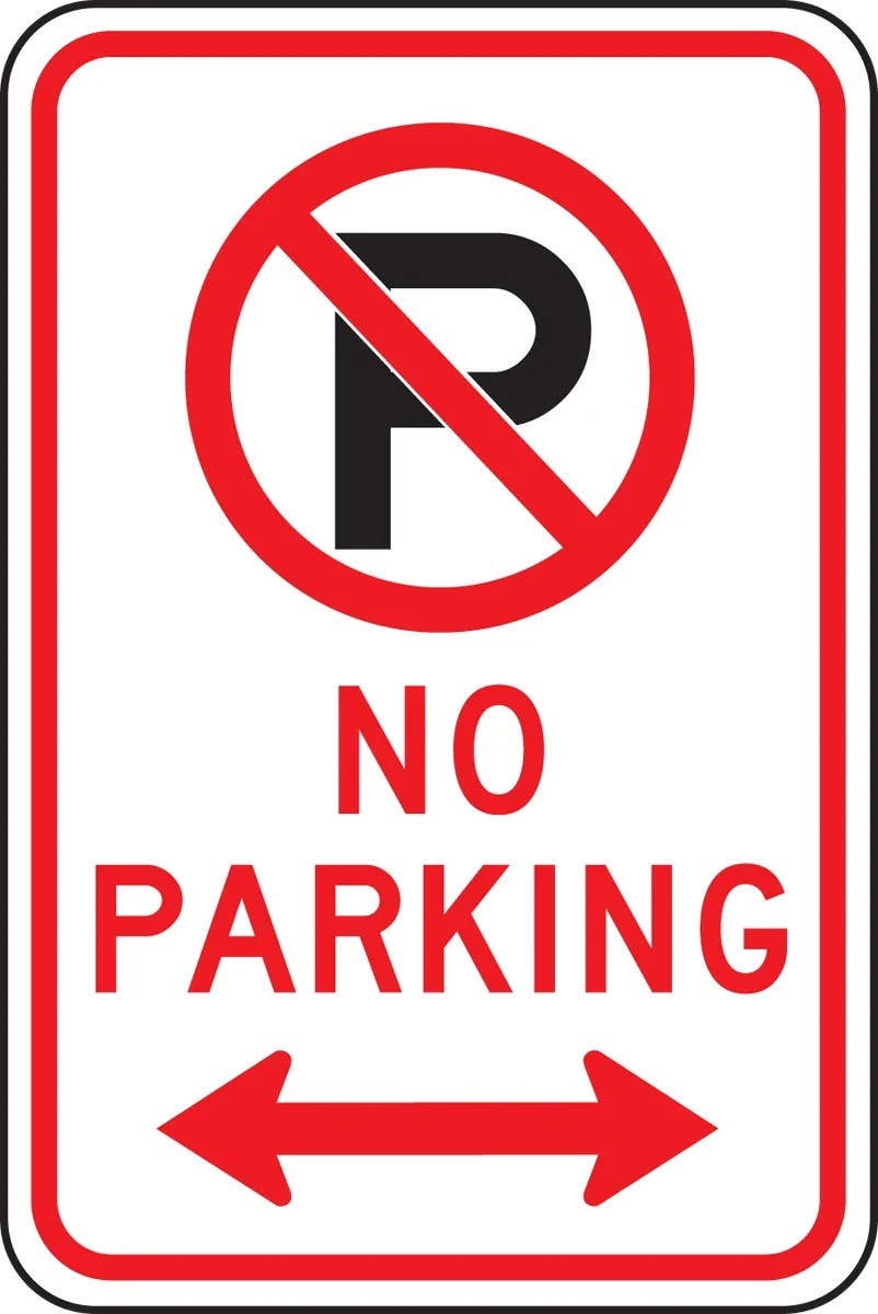 AccuformNMC FRP Parking Sign, No Parking (Symbol w/ Arrows), Engineer Grade Reflective Aluminum (.080)