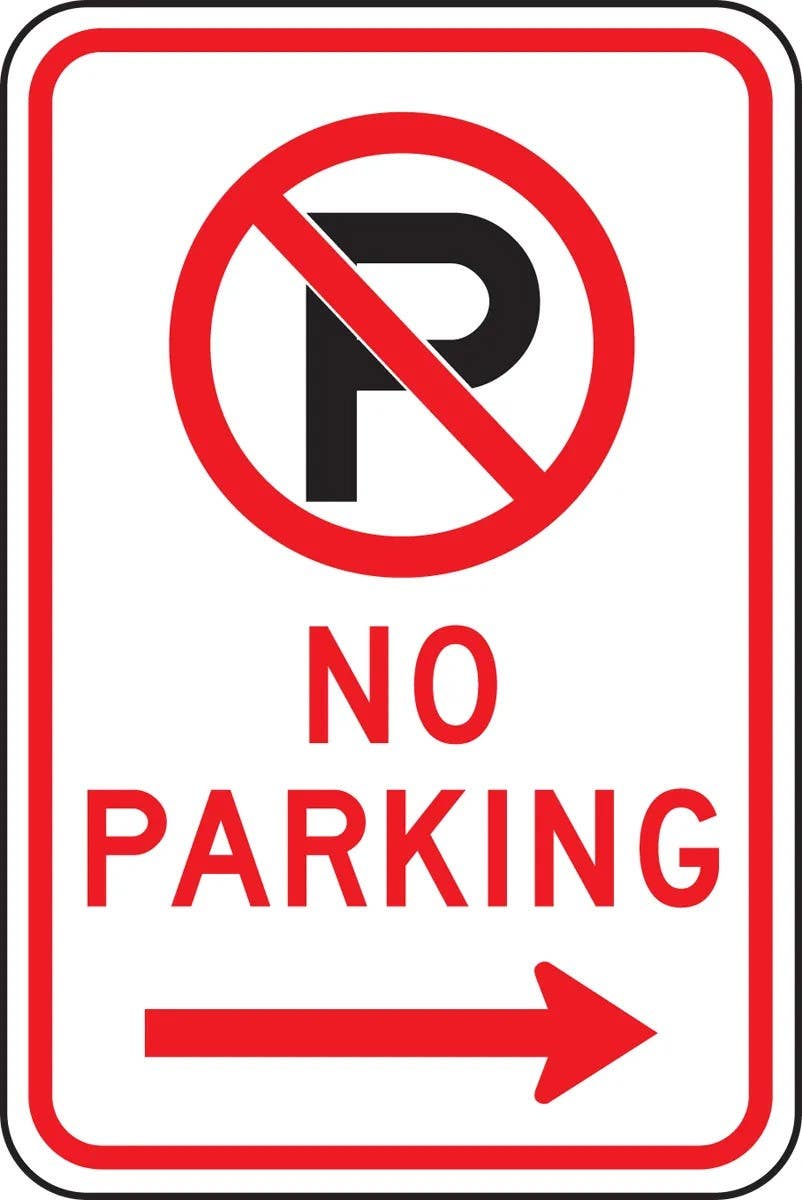 AccuformNMC FRP No Parking Sign, Engineer Grade Reflective Aluminum (.080), 18" H x 12" W