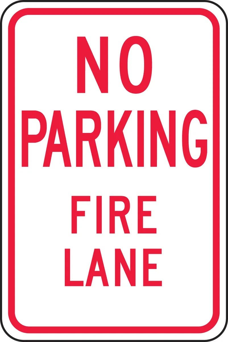 AccuformNMC FRP126RA Traffic Sign, No Parking Fire Lane, Engineer Grade Reflective Aluminum (.080), 18" H  x 12" W