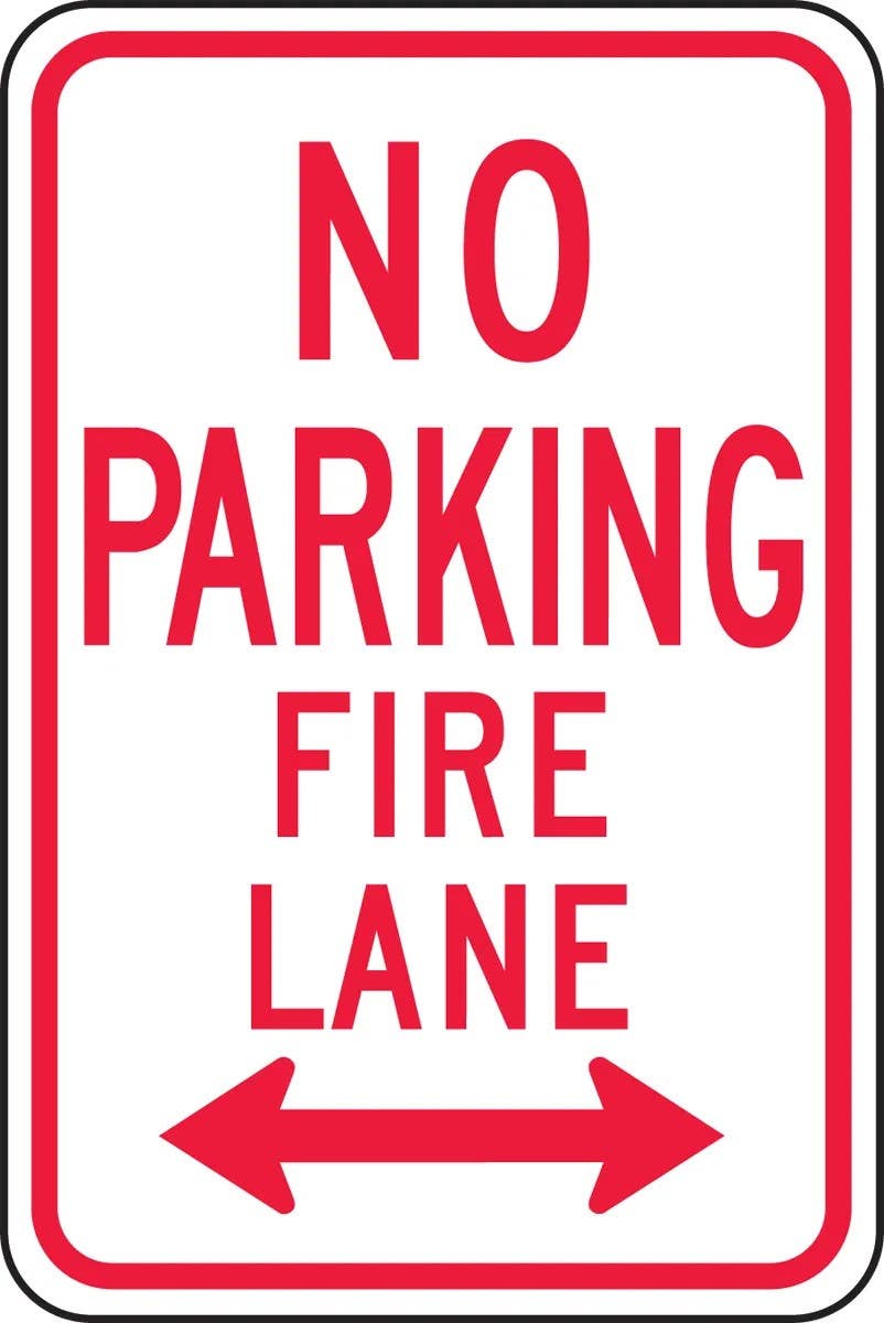 AccuformNMC FRP127RA No Parking Traffic Sign, Fire Lane (Double Arrow), Engineer Grade Reflective Aluminum (.080)