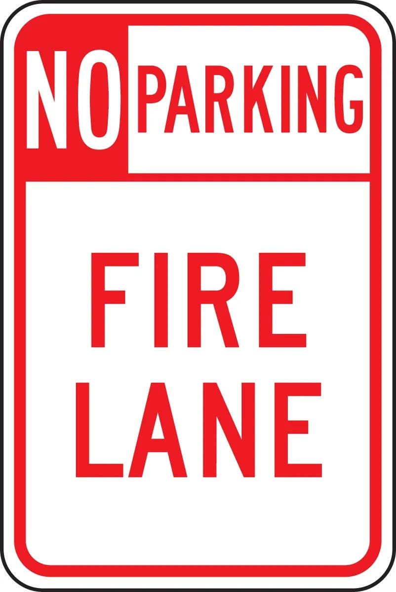 AccuformNMC FRP128RA No Parking Traffic Sign, Fire Lane, Engineer Grade Reflective Aluminum (.080), 18" H  x 12" W