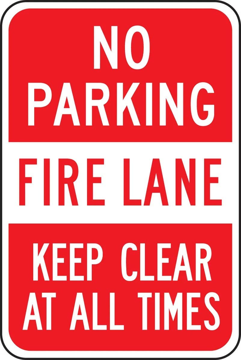 AccuformNMC FRP No Parking Traffic Sign, Fire Lane, Keep Clear At All Times, Engineer Grade Reflective Aluminum (.080)