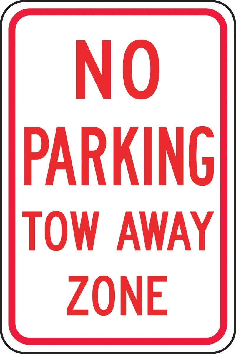 AccuformNMC FRP141RA No Parking Traffic Sign, Tow Away Zone, Engineer Grade Reflective Aluminum (.080), 18" H  x 12" W