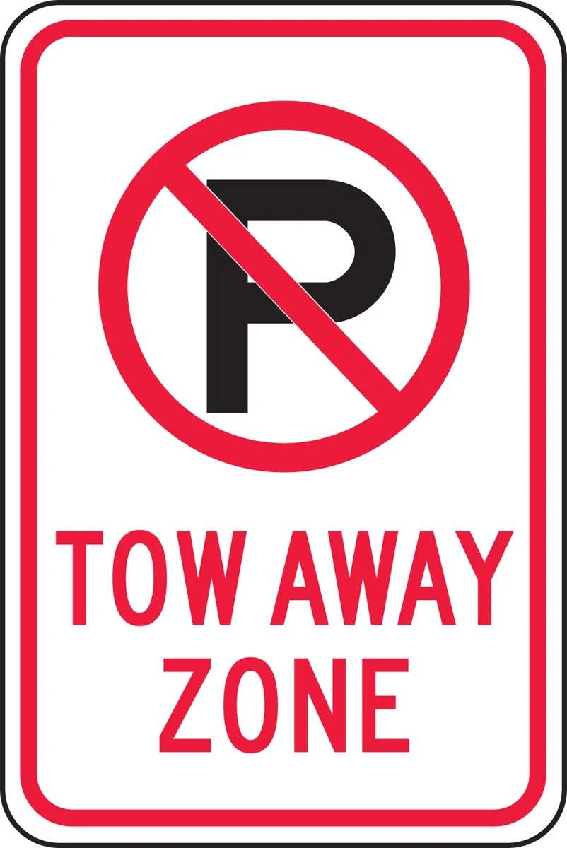 AccuformNMC FRP142RA Traffic Sign, Tow Away Zone, Engineer Grade Reflective Aluminum (.080), 18" H  x 12" W