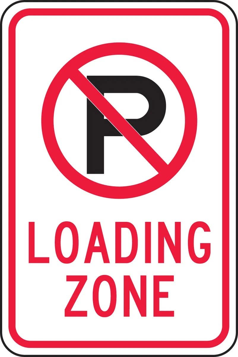 AccuformNMC FRP143RA No Parking Sign, Loading Zone, Engineer Grade Reflective Aluminum (.080), 18" H  x 12" W