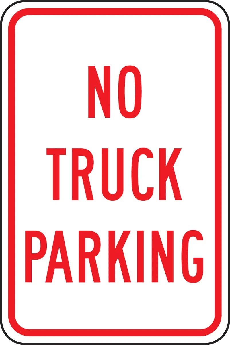 AccuformNMC FRP148RA No Parking Sign, No Truck Parking, Engineer Grade Reflective Aluminum (.080), 18" H  x 12" W