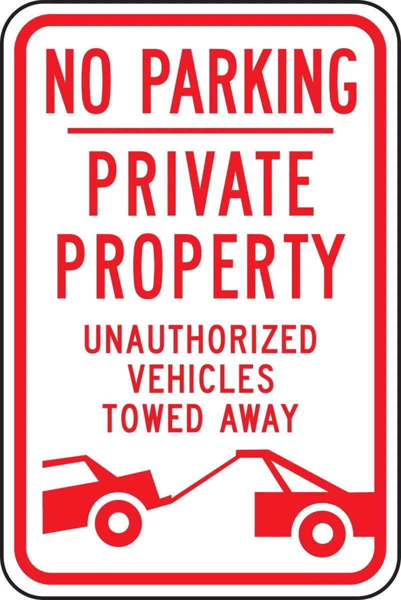 AccuformNMC FRP151RA No Parking Traffic Sign, Private Property, Unauthorized Vehicles Towed Away, 18" H  x 12" W