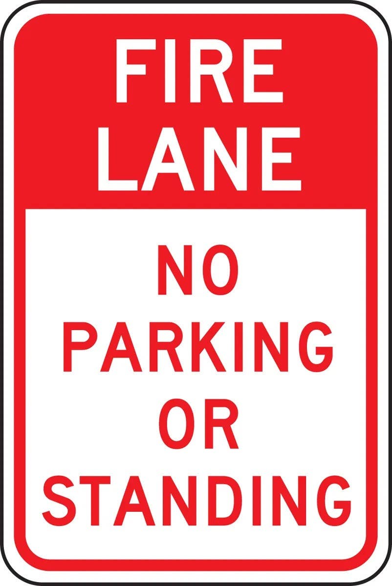 AccuformNMC FRP153RA No Parking Sign, Fire Lane, Police Enforced, Engineer Grade Reflective Aluminum (.080), 18" H  x 12" W
