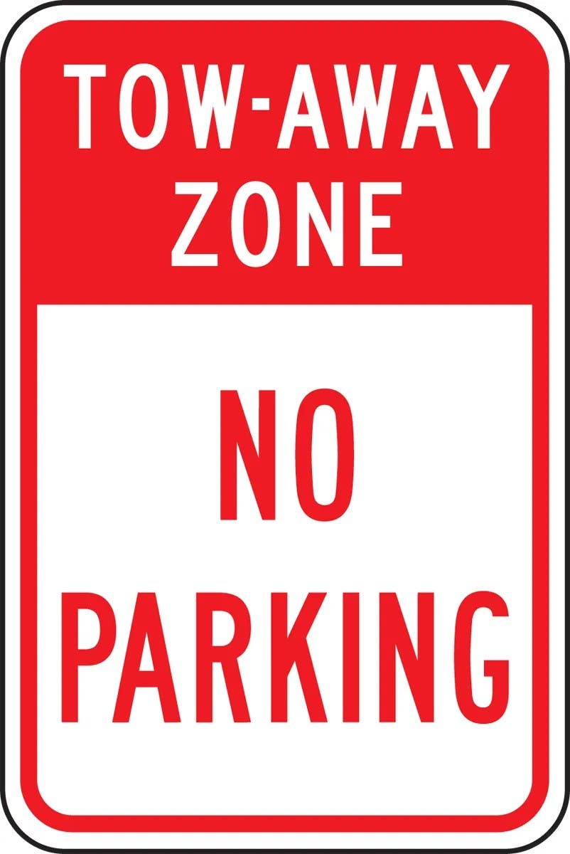 AccuformNMC FRP160RA No Parking Sign, Tow-Away Zone, Engineer Grade Reflective Aluminum (.080), 18" H  x 12" W