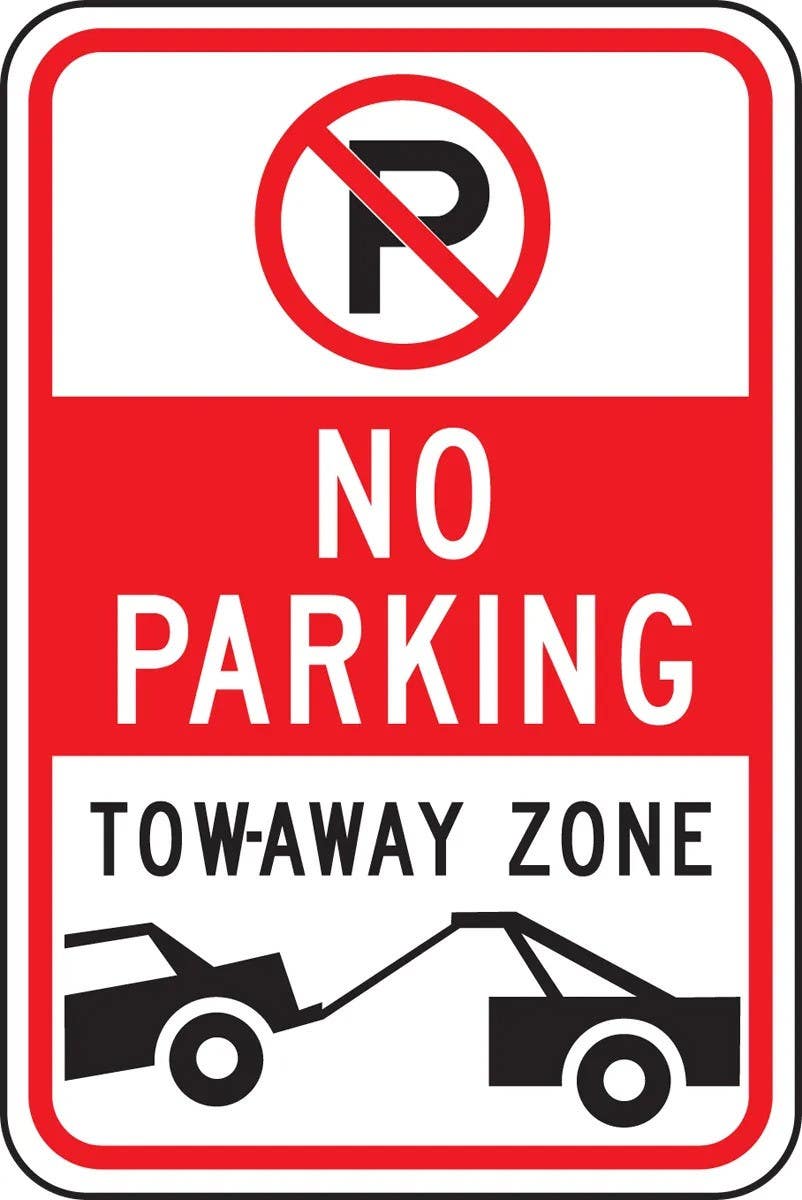 AccuformNMC FRP161RA No Parking Traffic Sign, Towaway Zone, Engineer Grade Reflective Aluminum (.080), 18" H  x 12" W