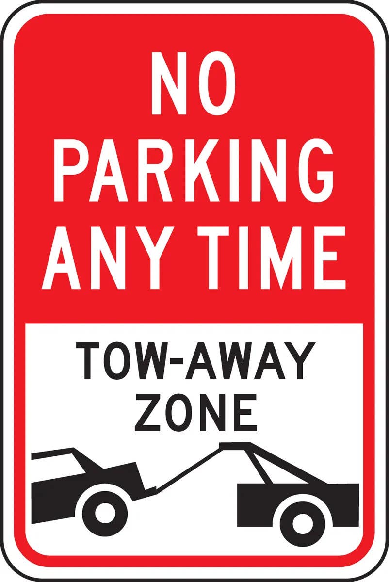 AccuformNMC FRP162RA Parking Sign, No Parking Any Time, Tow-Away Zone, Engineer Grade Reflective Aluminum (.080)