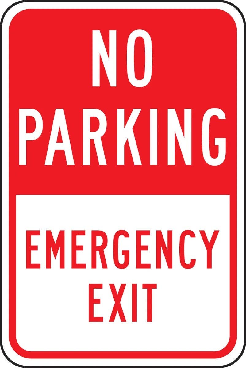 AccuformNMC FRP167RA No Parking Traffic Sign, Emergency Exit, Engineer Grade Reflective Aluminum (.080), 18" H  x 12" W