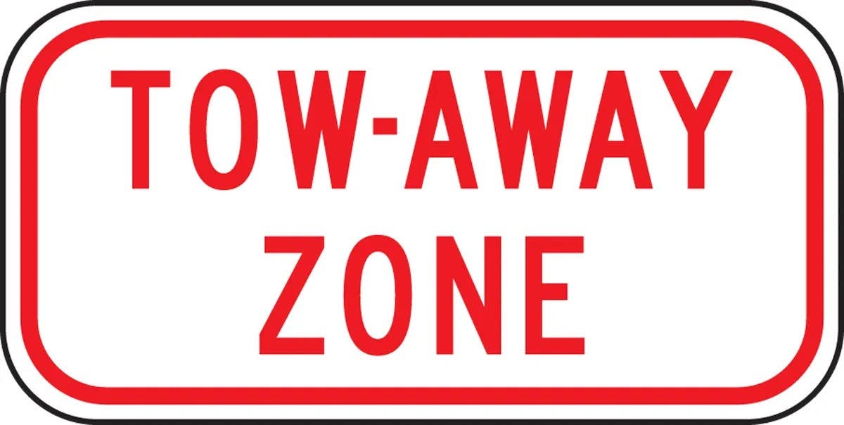 AccuformNMC FRP184RA No Parking Sign, Tow-Away Zone, Engineer Grade Reflective Aluminum (.080), 6" H x 12" W