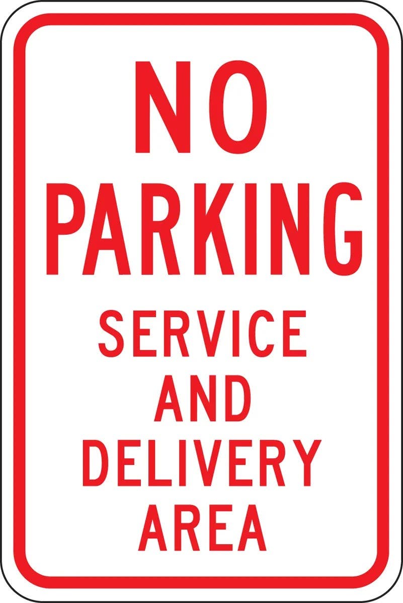 AccuformNMC FRP188RA No Parking Traffic Sign, Service And Delivery Area, Engineer Grade Reflective Aluminum (.080)