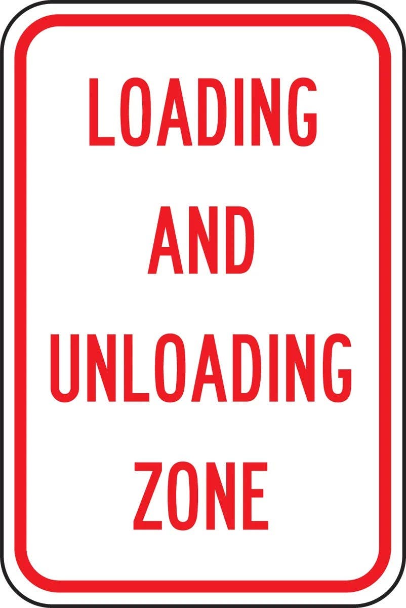 AccuformNMC FRP203RA Traffic Sign, Loading And Unloading Zone, Engineer Grade Reflective Aluminum (.080), 18" H  x 12" W