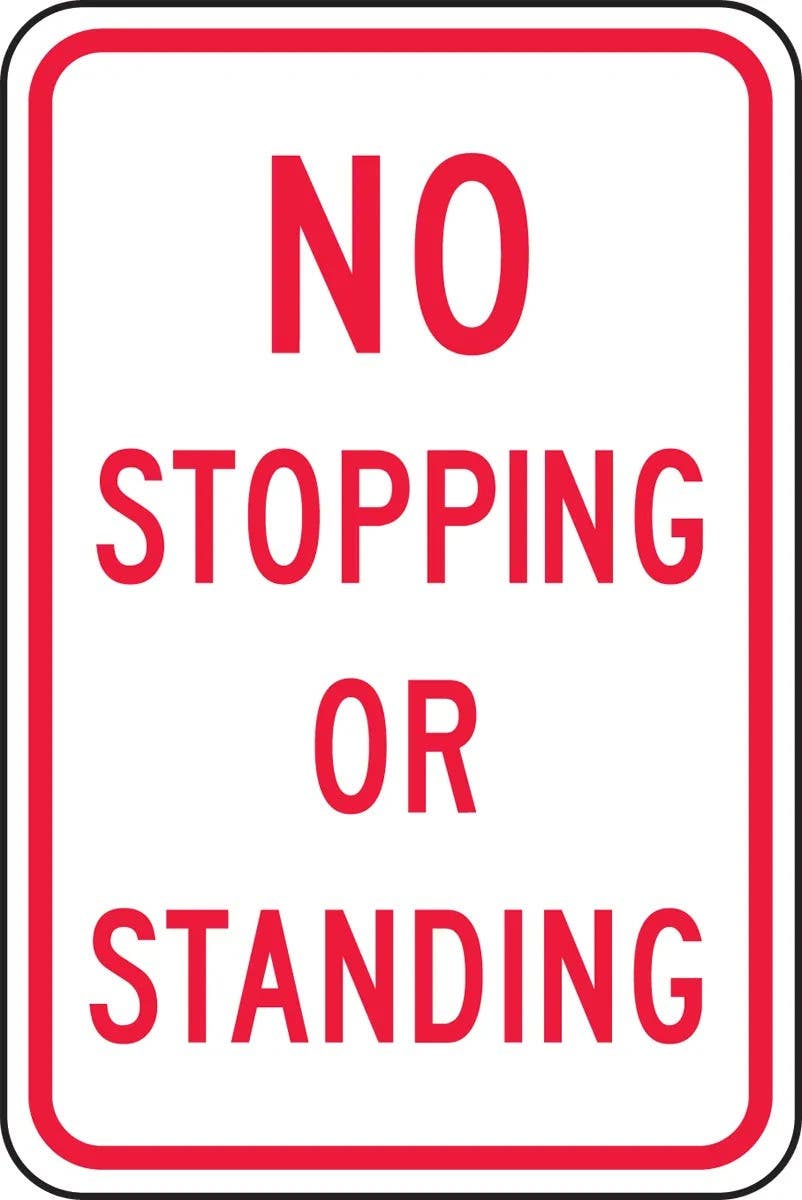AccuformNMC FRP204RA Traffic Sign, No Stopping Or Standing, Engineer Grade Reflective Aluminum (.080), 18" H  x 12" W