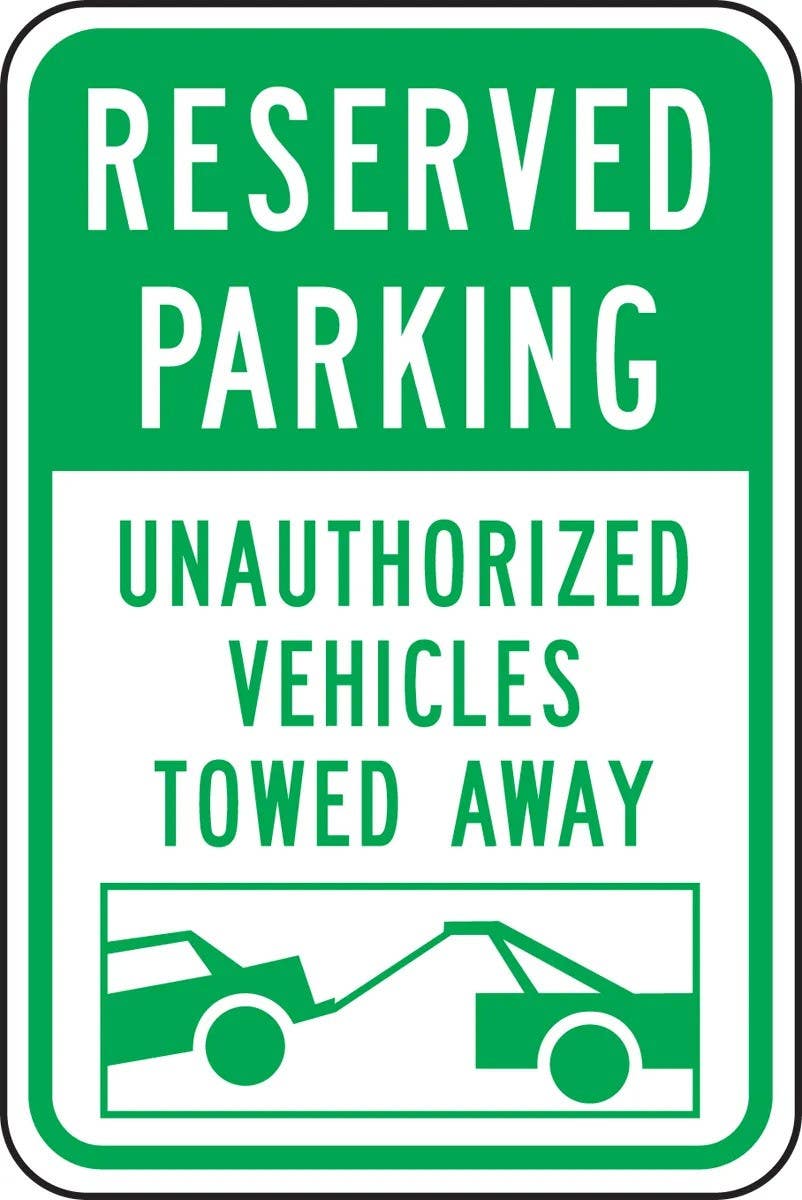 AccuformNMC FRP224RA Reserved Parking Traffic Sign, Unauthorized Vehicles Towed Away, 18" H  x 12" W