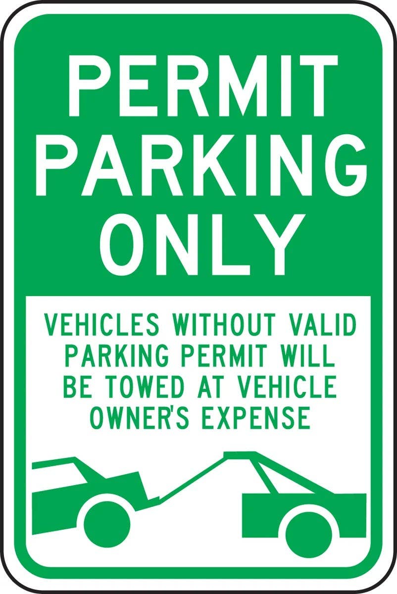 AccuformNMC FRP234RA Permit Parking Only Traffic Sign, Vehicles Without Valid Parking Permit…, 18" H x 12" W
