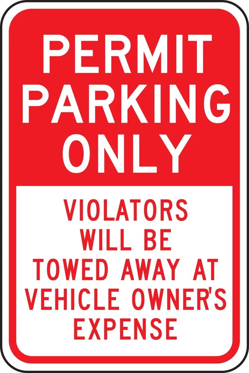 AccuformNMC FRP235RA Permit Parking Only Traffic Sign, Violators Will Be Towed Away…, 18" H x 12" W