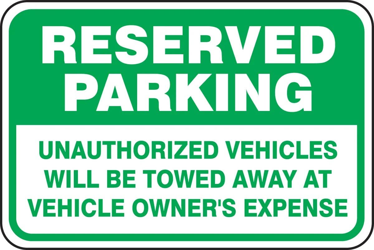 AccuformNMC FRP236RA Reserved Parking Traffic Sign, Unauthorized Vehicles Will Be Towed Away…, 12" H x 18" W