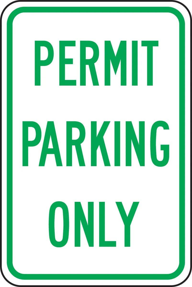 AccuformNMC FRP238RA Traffic Sign, Permit Parking Only, Engineer Grade Reflective Aluminum (.080), 18" H  x 12" W