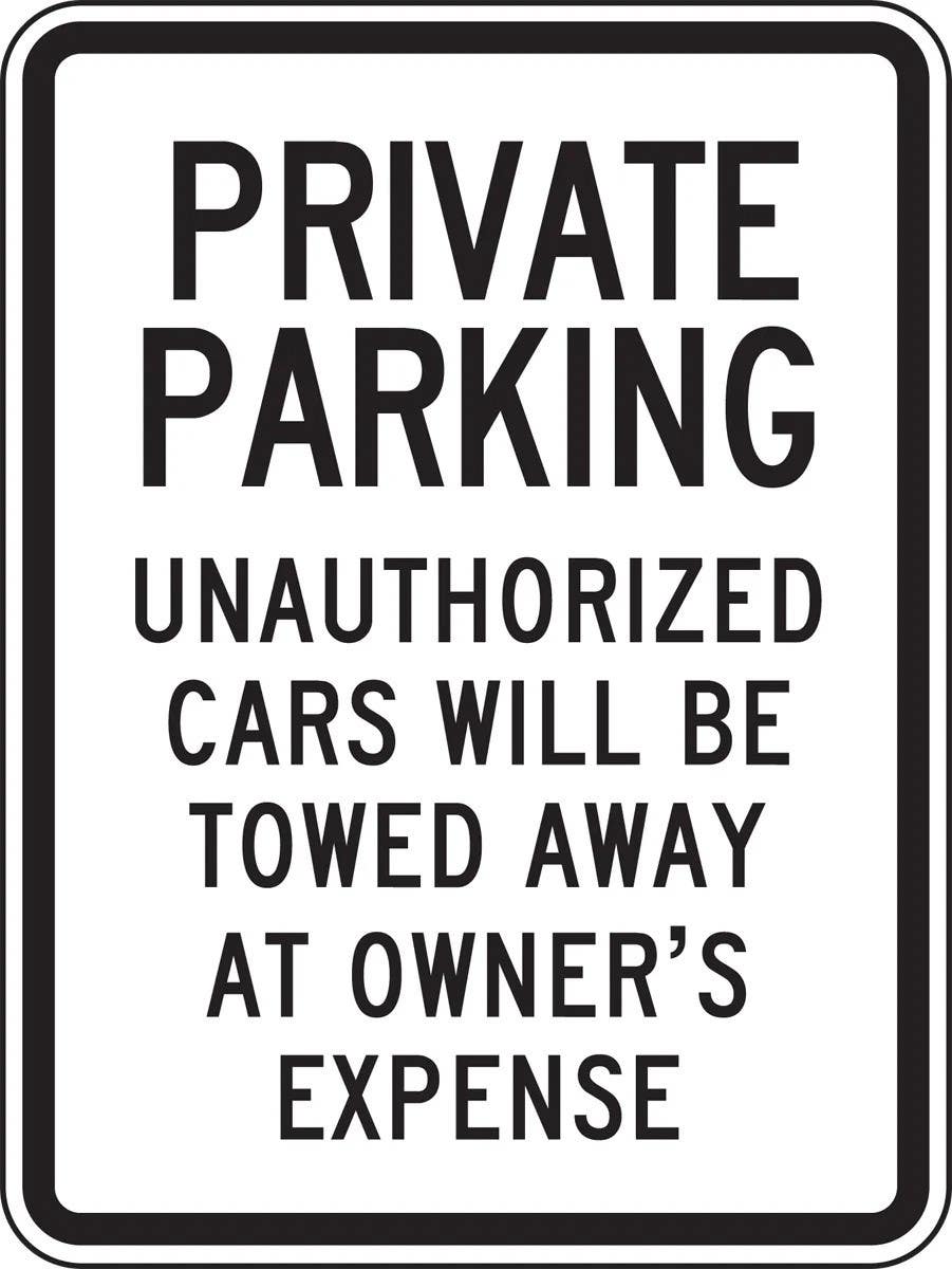 AccuformNMC FRP254RA Private Parking Traffic Sign, Unauthorized Cars Will Be Towed Away At Owner's Expense, 18" H  x 12" W