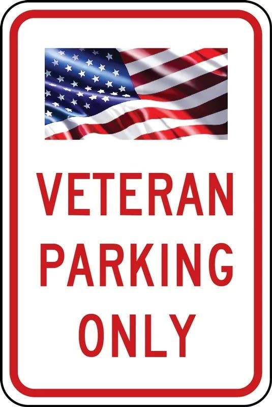 AccuformNMC FRP270RA Parking Sign, Veteran Parking Only, Engineer Grade Reflective Aluminum (.080), 18" H  x 12" W