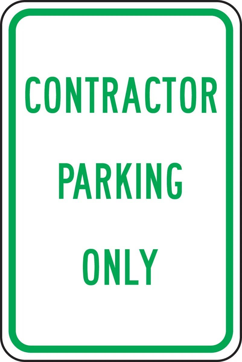 AccuformNMC FRP271RA Traffic Sign, Contractor Parking Only, Engineer Grade Reflective Aluminum (.080), 18" H  x 12" W
