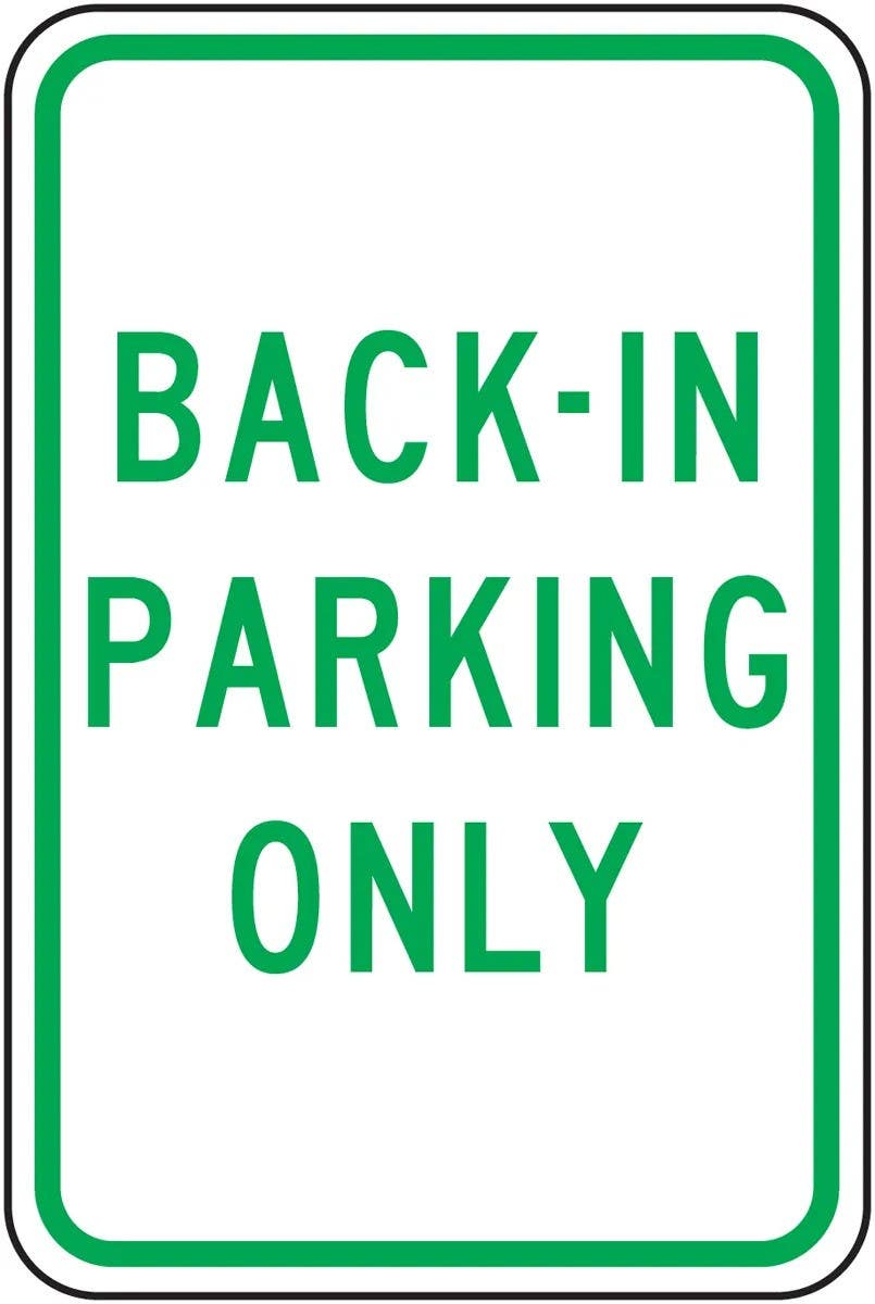 AccuformNMC FRP278RA Parking Sign, Back-In Parking Only, Engineer Grade Reflective Aluminum (.080), 18" H  x 12" W