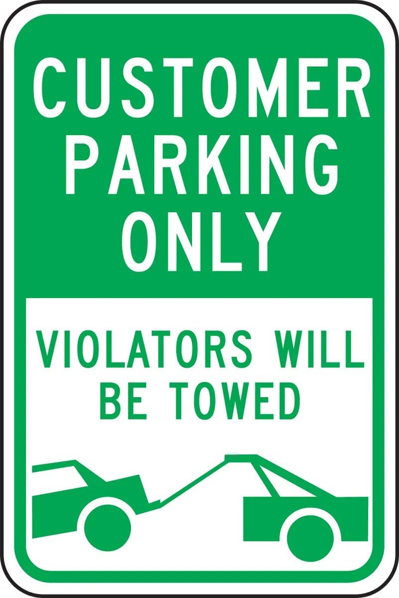 AccuformNMC FRP291RA Designated Parking Sign, Customer Parking Only, Violators Will Be Towed, 18" H  x 12" W