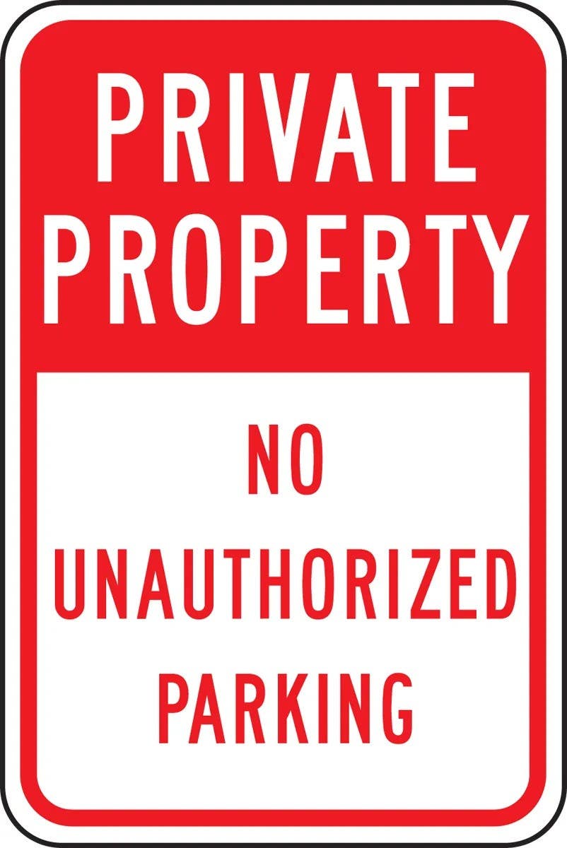 AccuformNMC FRP Private Property Traffic Sign, No Unauthorized Parking, Engineer Grade Reflective Aluminum (.080)