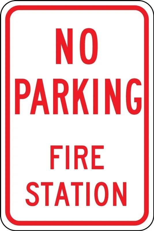 AccuformNMC FRP317RA No Parking Safety Sign, Fire Station, Engineer-Grade Prismatic, 18" H  x 12" W