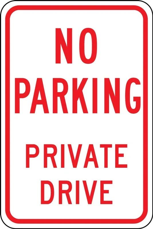 AccuformNMC FRP319RA No Parking Traffic Sign, Private Drive, Engineer-Grade Prismatic, 18" H  x 12" W
