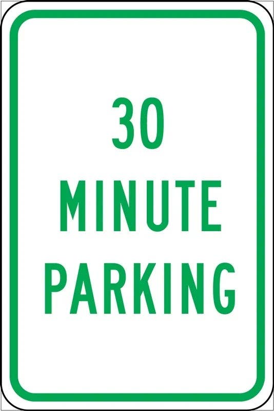 AccuformNMC FRP325RA Traffic Sign, 30 Minute Parking, Engineer-Grade Prismatic, 18" H  x 12" W