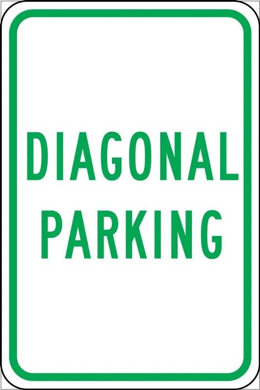 AccuformNMC FRP326RA Traffic Sign, Diagonal Parking, Engineer-Grade Prismatic, 18" H  x 12" W
