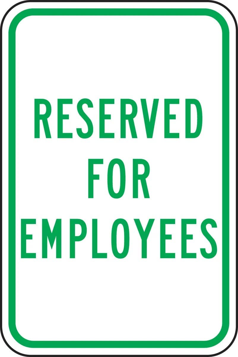 AccuformNMC FRP335RA Traffic Sign, Reserved For Employees, Engineer-Grade Prismatic, 18" H  x 12" W