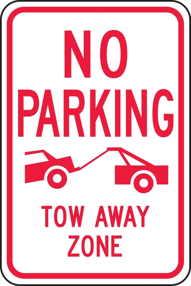 AccuformNMC FRP336RA No Parking Traffic Sign, Tow Away Zone, Engineer Grade Reflective Aluminum (.080), 18" H  x 12" W