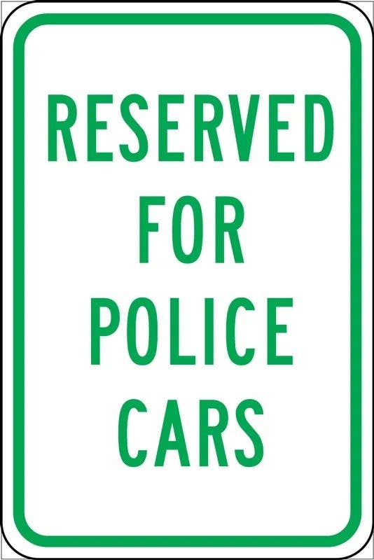 AccuformNMC FRP340RA Traffic Sign, Reserved For Police Cars, Engineer-Grade Prismatic, 18" H  x 12" W