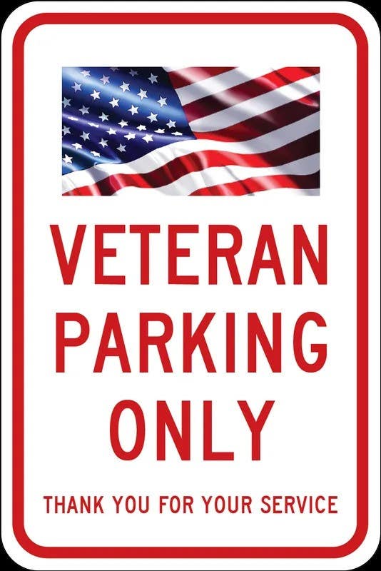 AccuformNMC FRP346RA Parking Sign, Veteran Parking Only, Thank You For Your Service, 18" H  x 12" W