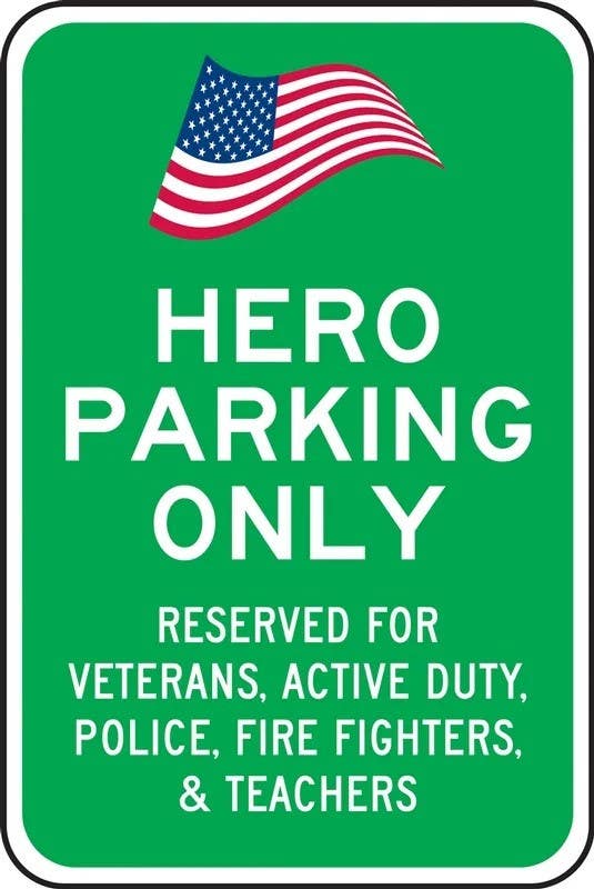 AccuformNMC FRP348RA Reserved Parking Sign, Hero Parking Only, Reserved For Veterans, Active Duty…, 18" H  x 12" W