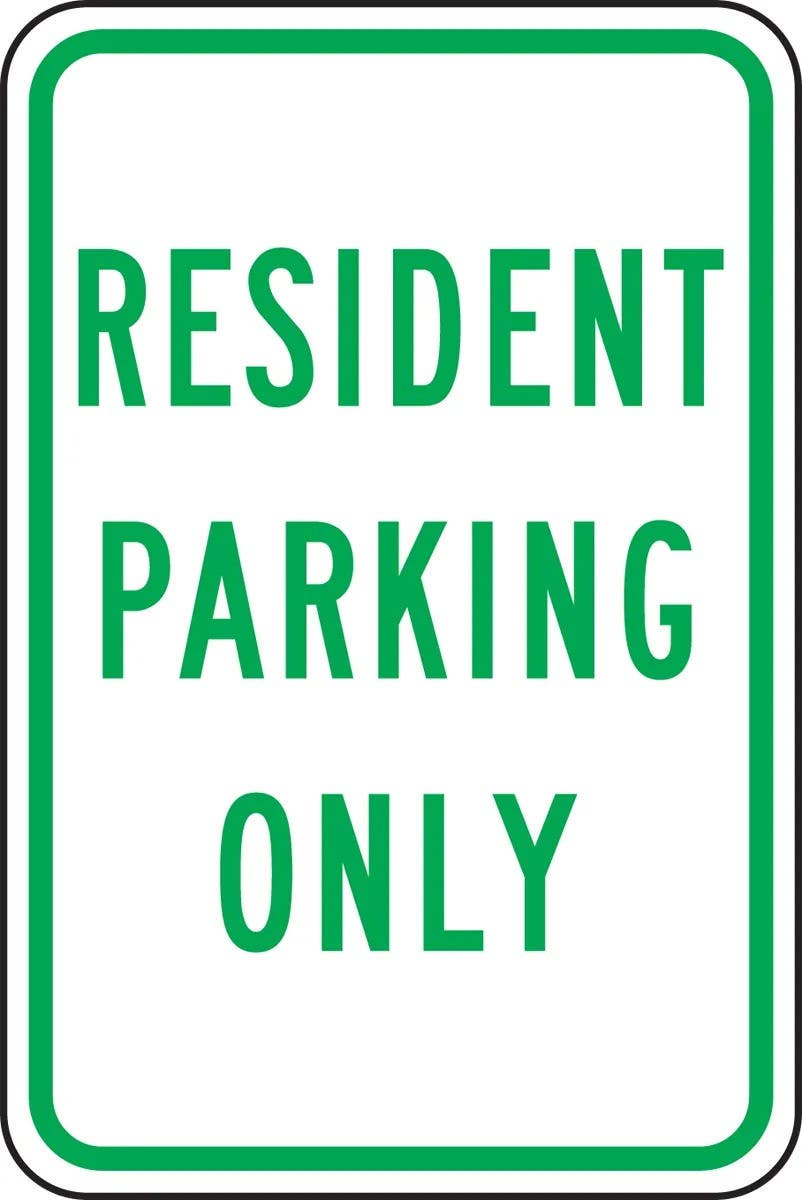 AccuformNMC FRP350RA Traffic Sign, Resident Parking Only, Engineer Grade Reflective Aluminum (.080), 18" H  x 12" W