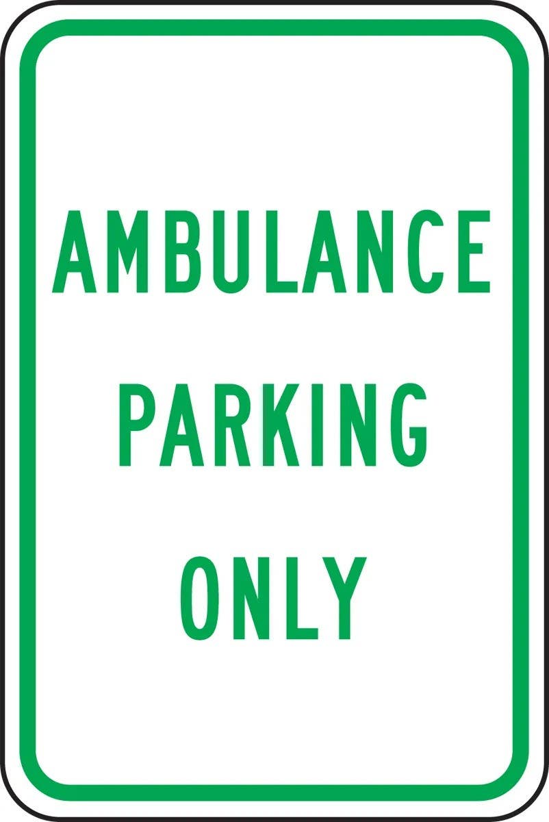 AccuformNMC FRP352RA Designated Parking Sign, Ambulance Parking Only, Engineer Grade Reflective Aluminum (.080), 18" H  x 12" W