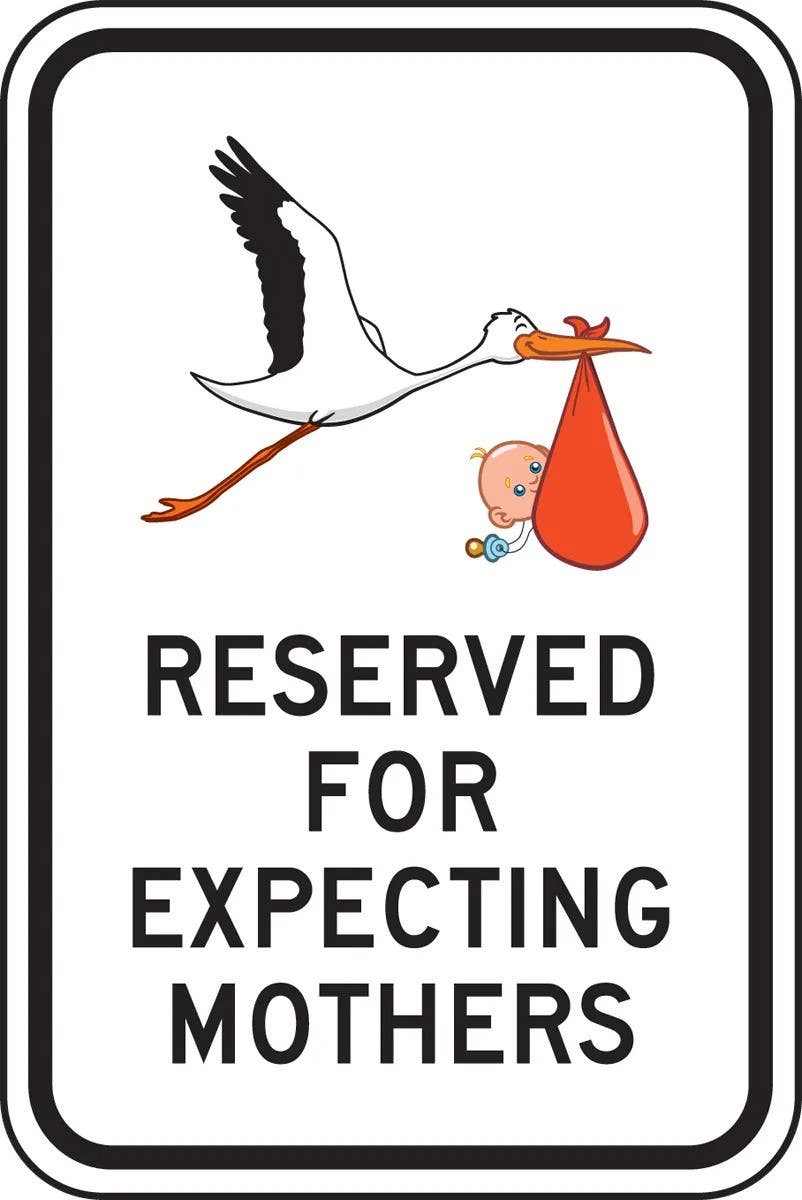 AccuformNMC FRP357RA Traffic Sign, Reserved For Expecting Mothers, Engineer-Grade Prismatic, 18" H  x 12" W