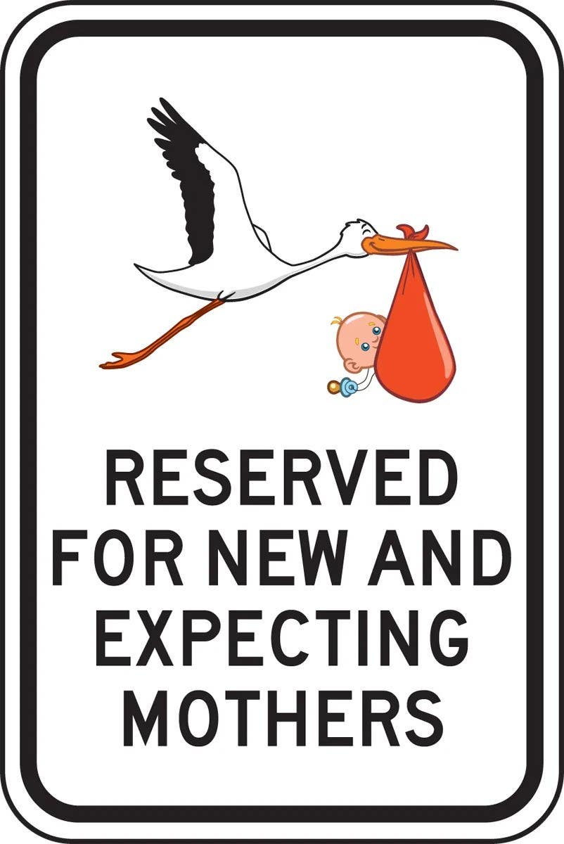 AccuformNMC FRP358RA Safety Sign, Reserved For New And Expecting Mothers, Engineer-Grade Prismatic, 18" H  x 12" W