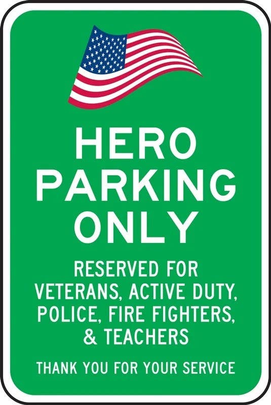 AccuformNMC FRP362RA Reserved Parking Sign, Hero Parking Only, Reserved For Veterans, Active Duty…, 18" H  x 12" W